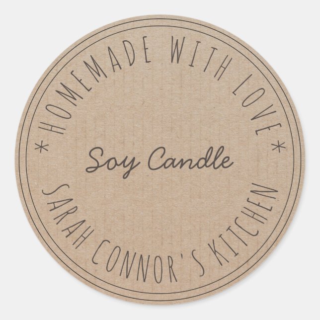 Adesivo Redondo Casa feita com amor Soy Candle Kraft Paper (Frente)