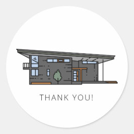 Adesivo Redondo Casa Moderna de Meados do Século