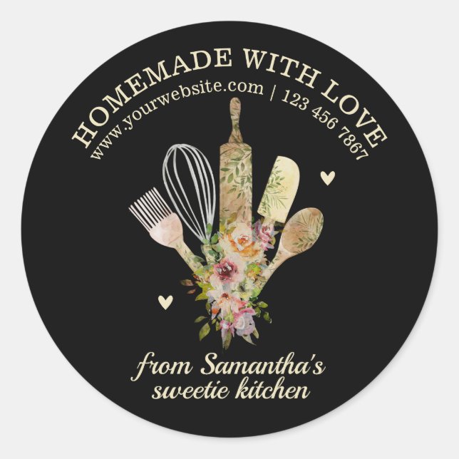 Adesivo Redondo Casa Negra com amor Chef de Catering (Frente)