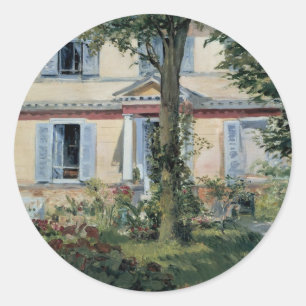 Adesivo Redondo Casa no Rueil por Edouard Manet, Vintage Fine Art