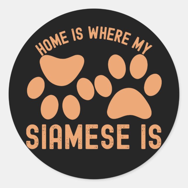 Adesivo Redondo Casa Onde Meu Siamês Está (Frente)
