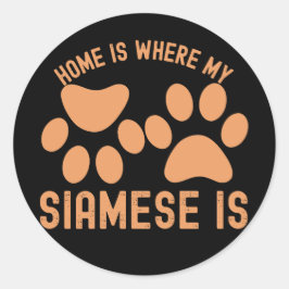 Adesivo Redondo Casa Onde Meu Siamês Está