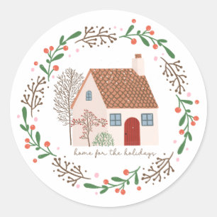 Adesivo Redondo Casa Para O Natal De Férias