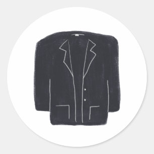 Adesivo Redondo Casaco Blazer Preto Profissional Presente de Moda