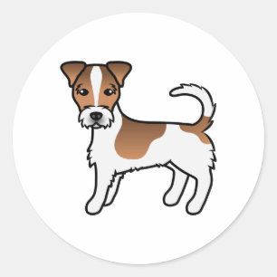 Adesivo Redondo Casaco Branca E Tan Rough Jack Russell Terrier Dog