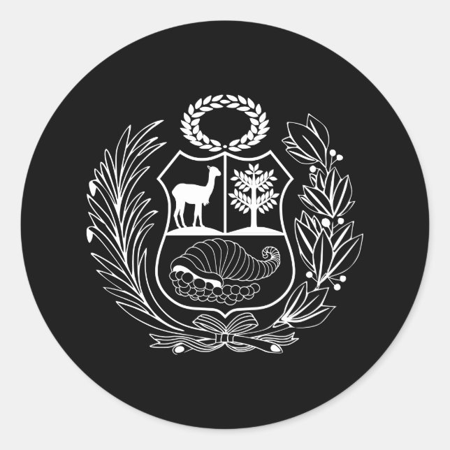 Adesivo Redondo Casaco de Armas Bandeira do Peru (Frente)