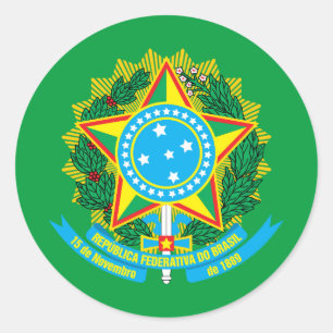 Adesivo Redondo Casaco de Armas Brasileiras