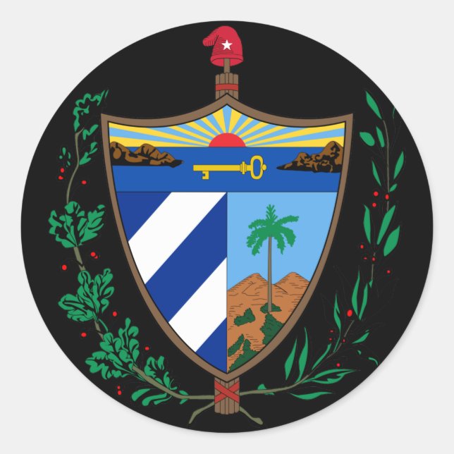Adesivo Redondo casaco de armas cuba (Frente)