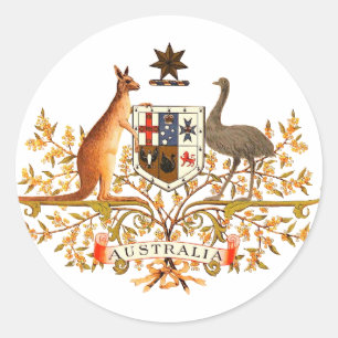 Adesivo Redondo casaco de armas da Austrália