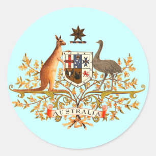 Adesivo Redondo casaco de armas da Austrália