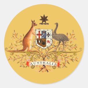 Adesivo Redondo casaco de armas da Austrália