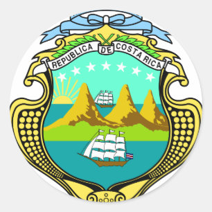 Adesivo Redondo Casaco de armas da Costa Rica CR