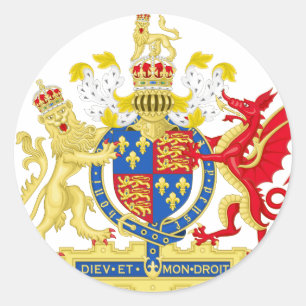 Adesivo Redondo Casaco de armas da Inglaterra