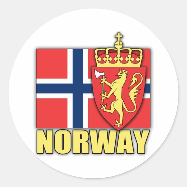 Adesivo Redondo Casaco de armas da Noruega (Frente)