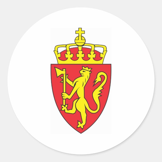 Adesivo Redondo Casaco De Armas Da Noruega (Frente)