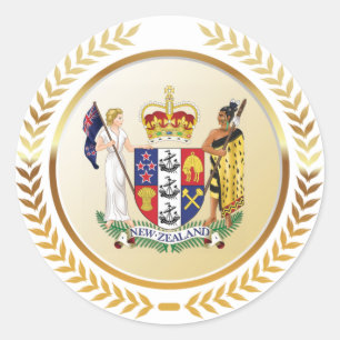 Adesivo Redondo Casaco de Armas da Nova Zelândia