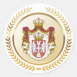 Adesivo Redondo Casaco de armas da Sérvia