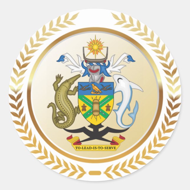 Adesivo Redondo Casaco de Armas das Ilhas Salomão (Frente)