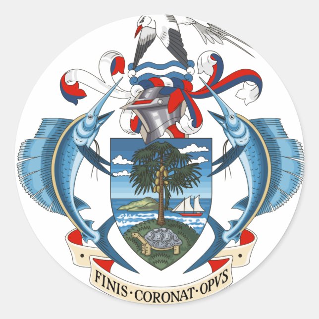 Adesivo Redondo Casaco de armas das Seicheles (Frente)