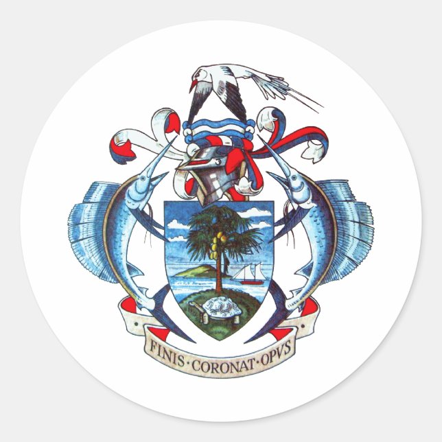 Adesivo Redondo Casaco de armas das Seychelles (Frente)