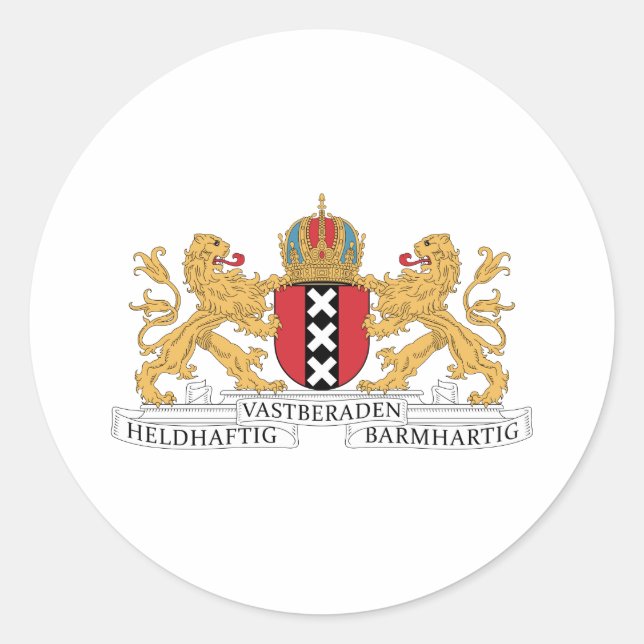 Adesivo Redondo Casaco De Armas De Amesterdã (Frente)