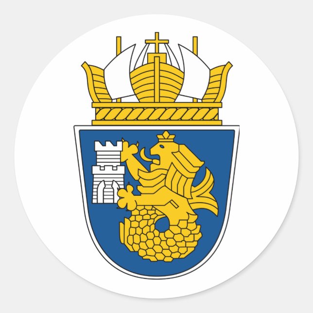 Adesivo Redondo Casaco de Armas de Burgas, Bulgária (Frente)
