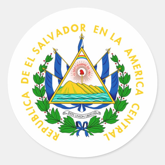 Adesivo Redondo Casaco de armas de El Salvador (Frente)