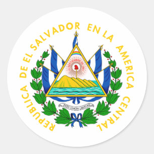 Adesivo Redondo Casaco de armas de El Salvador SV