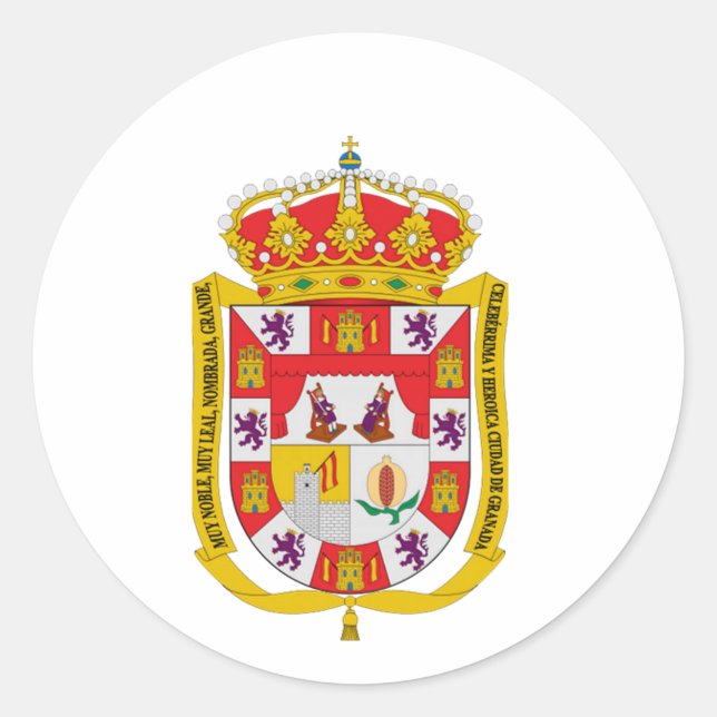 Adesivo Redondo Casaco de armas de Granada (Espanha) (Frente)