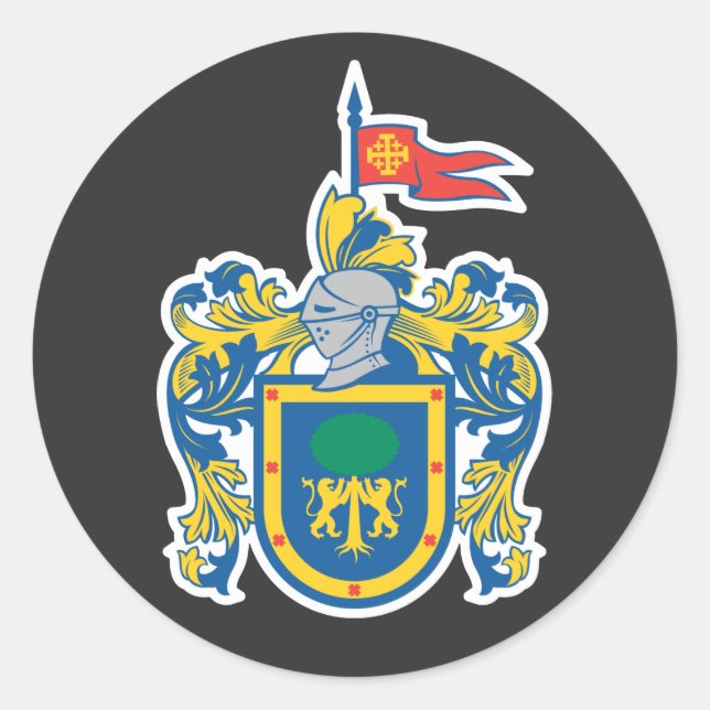 Adesivo Redondo Casaco de Armas de Jalisco, México (Frente)