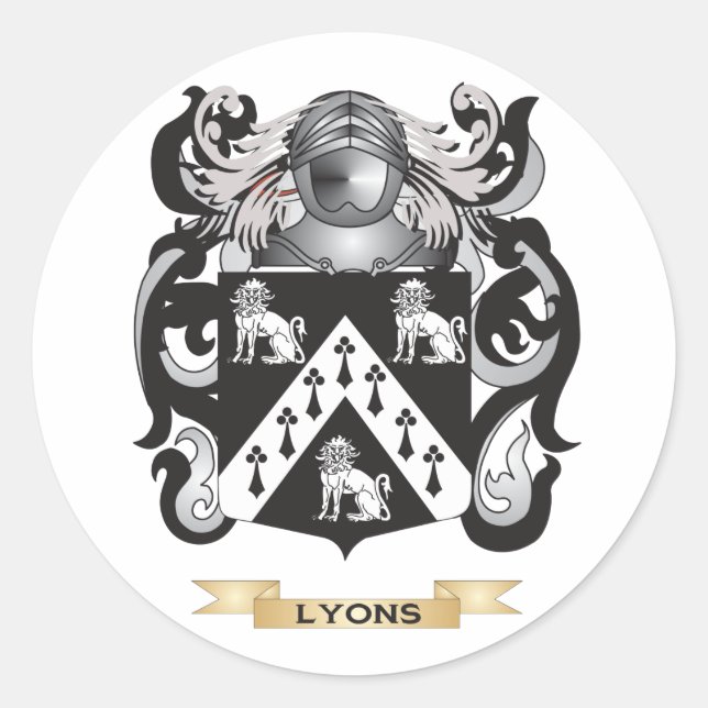 Adesivo Redondo Casaco de armas de Lyon (Crest Familiar) (Frente)