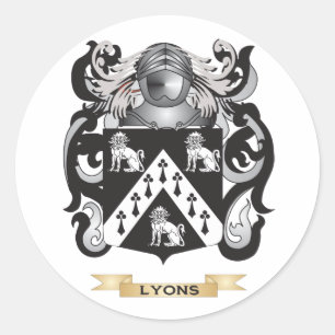 Adesivo Redondo Casaco de armas de Lyon (Crest Familiar)
