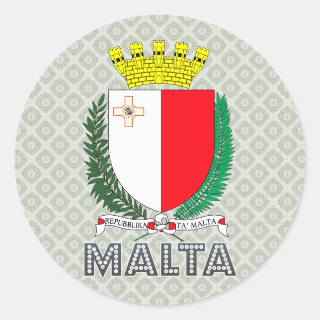 Adesivo Redondo Casaco de armas de Malta (Frente)
