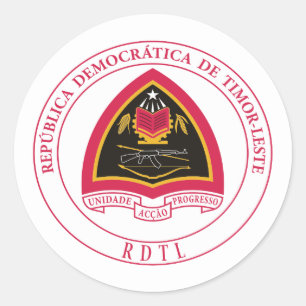 Adesivo Redondo Casaco de Armas de Timor Leste