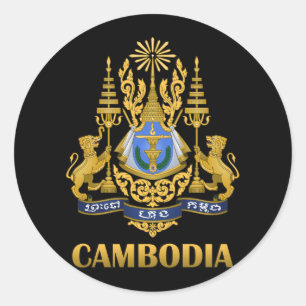 Adesivo Redondo Casaco De Armas Do Camboja