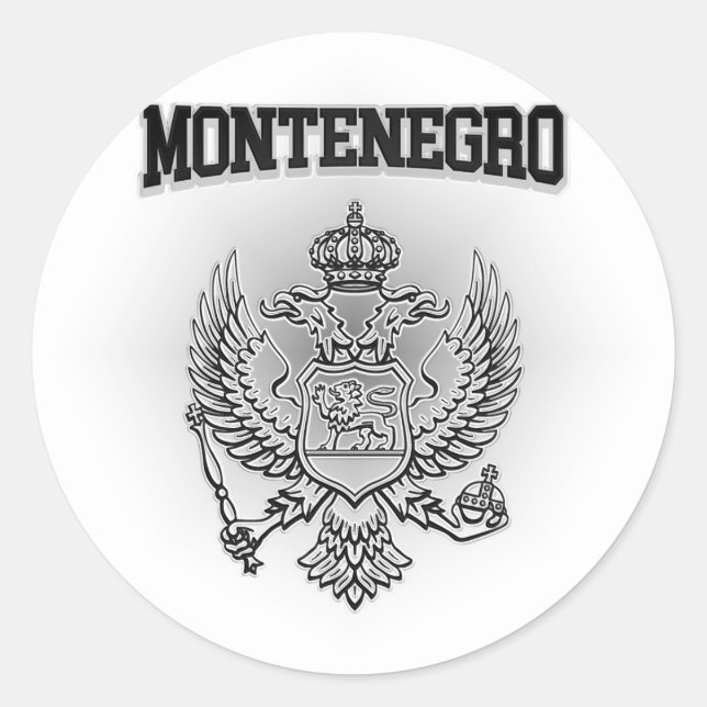 Adesivo Redondo Casaco de armas do Montenegro (Frente)