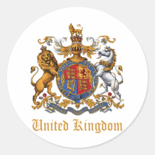 ADESIVO REDONDO CASACO DE ARMAS DO REINO UNIDO