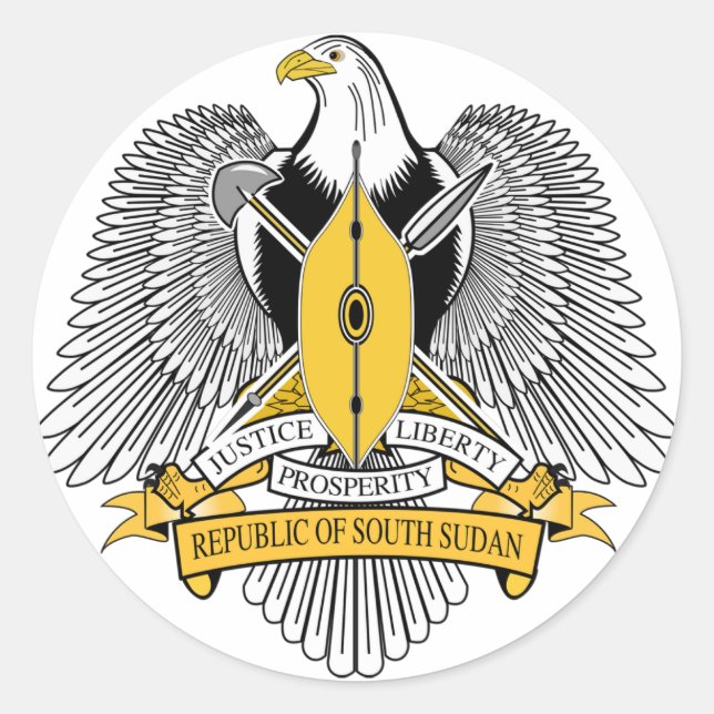 Adesivo Redondo Casaco de armas do Sudão do Sul (Frente)