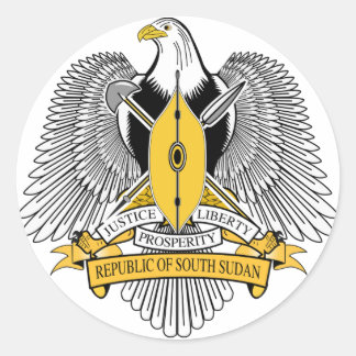 Adesivo Redondo Casaco de armas do Sudão do Sul