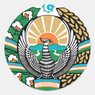 Adesivo Redondo Casaco de Armas do Usbequistão