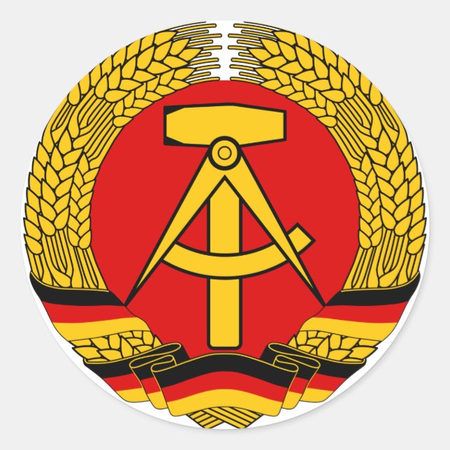 Adesivo Redondo Casaco de armas East Germany - Símbolo Oficial da  (Frente)