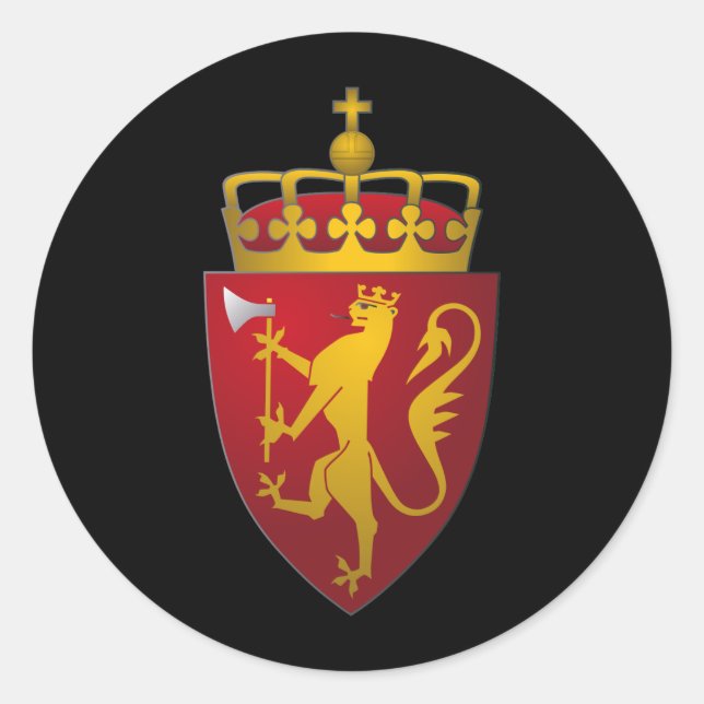 Adesivo Redondo Casaco de Armas Escandinavas da Noruega (Frente)