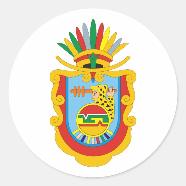 Adesivo Redondo Casaco de armas Guerrero Logotipo Oficial do Méxic (Frente)