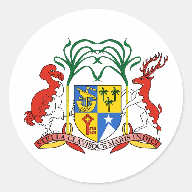 Adesivo Redondo Casaco de Armas Maurícias (Frente)