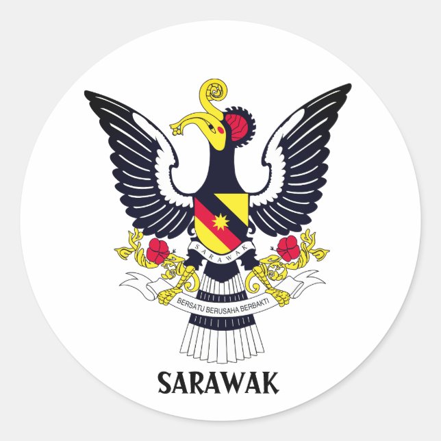Adesivo Redondo Casaco de Armas Sarawak - MALÁSIA (Frente)