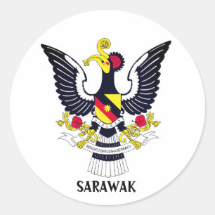 Adesivo Redondo Casaco de Armas Sarawak - MALÁSIA