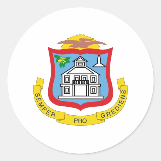 Adesivo Redondo Casaco de armas Sint Maarteaner (Frente)