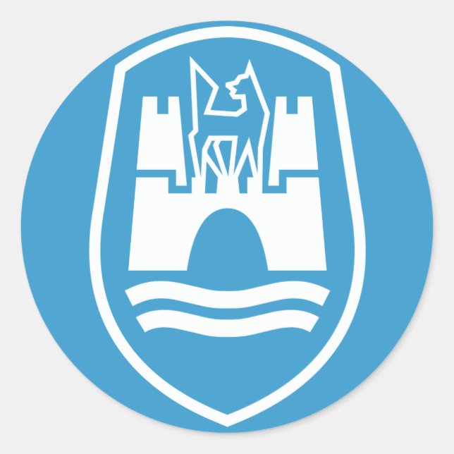 Adesivo Redondo Casaco de Armas Wolfsburg (branco) (Frente)