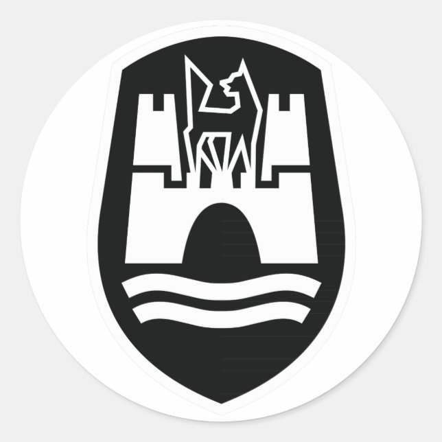Adesivo Redondo Casaco de Armas Wolfsburg (branco preto) (Frente)