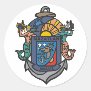 Adesivo Redondo Casaco de Braços de Mazatlán, Sinaloa (MX)